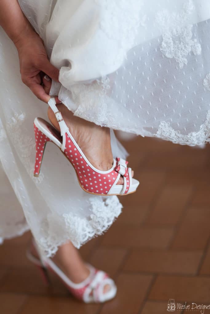 Mariage rockabilly 5 chaussures mariée rouge et blanche